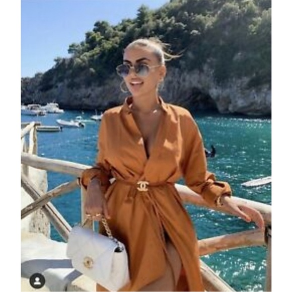 Zara burnt orange wrap dress - Picture 3 of 6